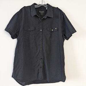 GUESS Men's Black Casual Button-Down Shirt with Dual Chest Pockets - XXL